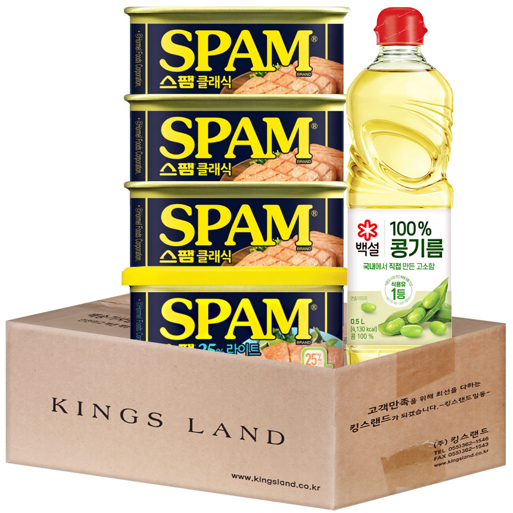 (킹스랜드) 스팸(클래식200g 3+25%라이트200g 1)+콩기름 0.5L, 1 18,500원