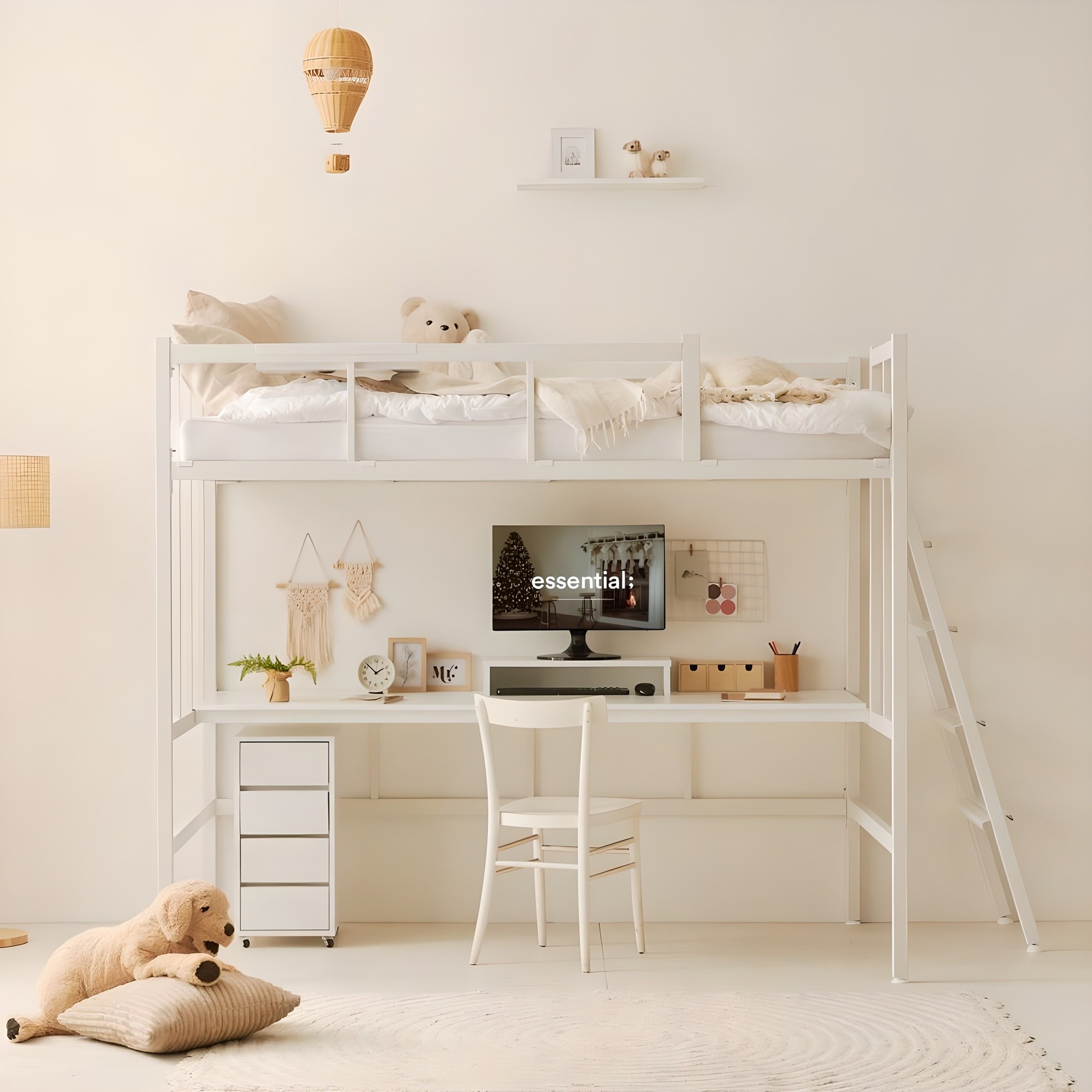 플라망 업다운 높이조절 철제 벙커침대 SS 사다리, 화이트_GMB004WX 324,450원