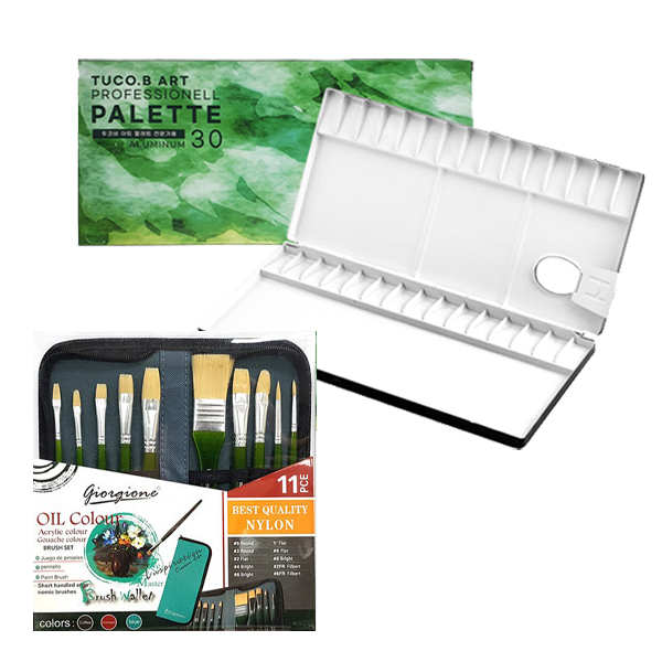 투코비 프리미엄 알루미늄 미술용 팔레트 + 조르조네 유화 브러쉬 10종 + 지퍼케이스 세트 9,910원