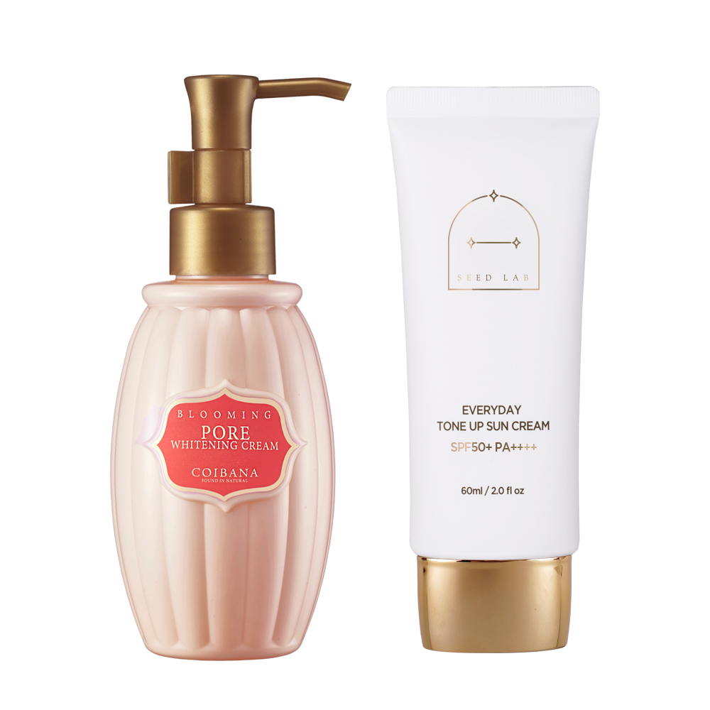 (촉촉한 톤업크림) 미백+주름(탄력) 기능성 블루밍 화이트닝 크림 자외선차단 톤업선크림 세트, 1개, 210ml 32,900원