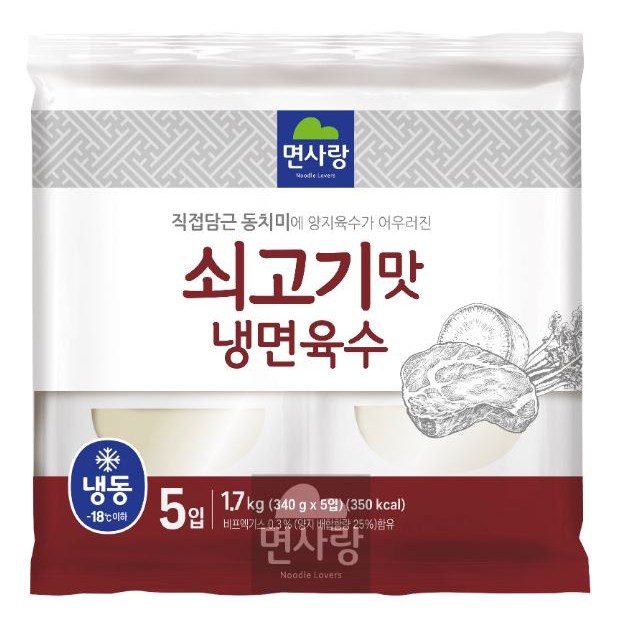 면사랑 냉동 쇠고기맛 냉면육수 1.7kg(340gx5개), 1개, 1.7kg 4,450원