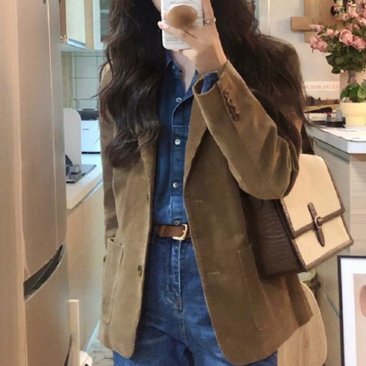 SunburstWonder 여성 가을 겨울 숏 정장 재킷 코듀로이 심플 31,600원