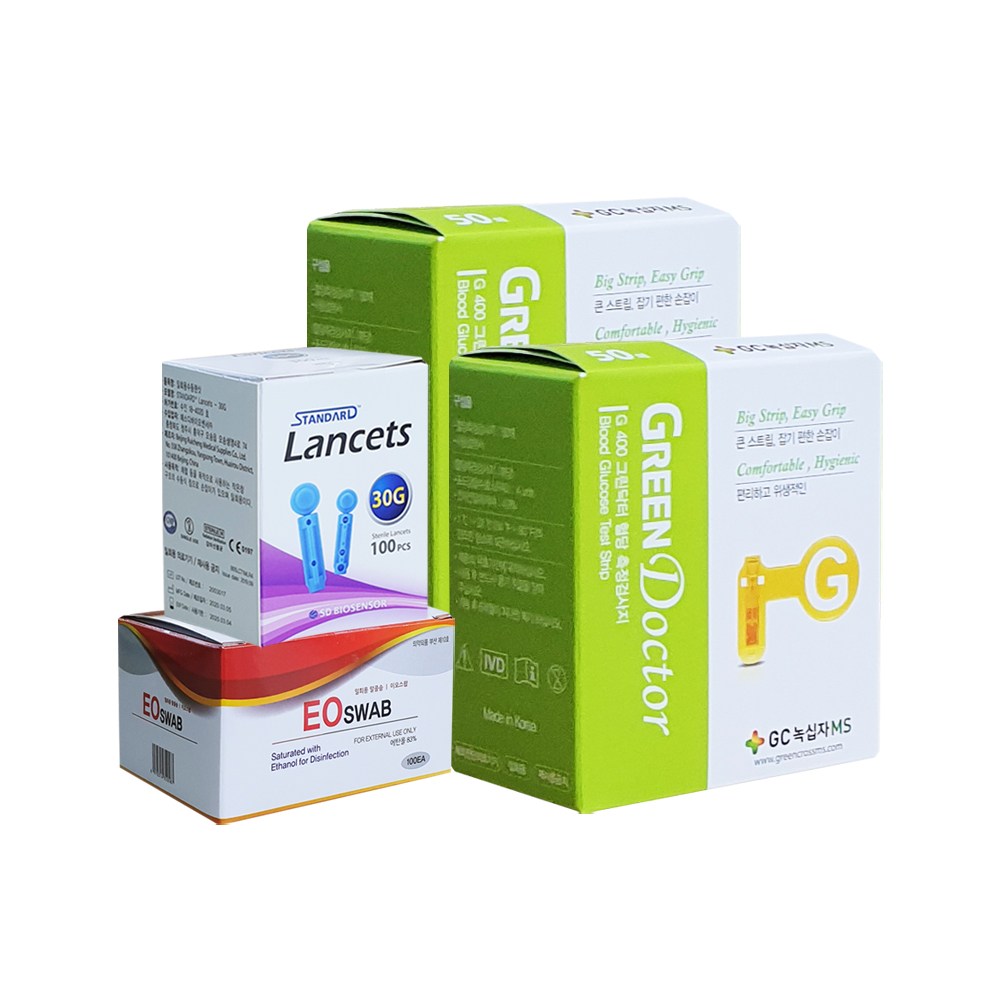 녹십자 그린닥터 혈당시험지 100매+침100매+솜100매 35,000원