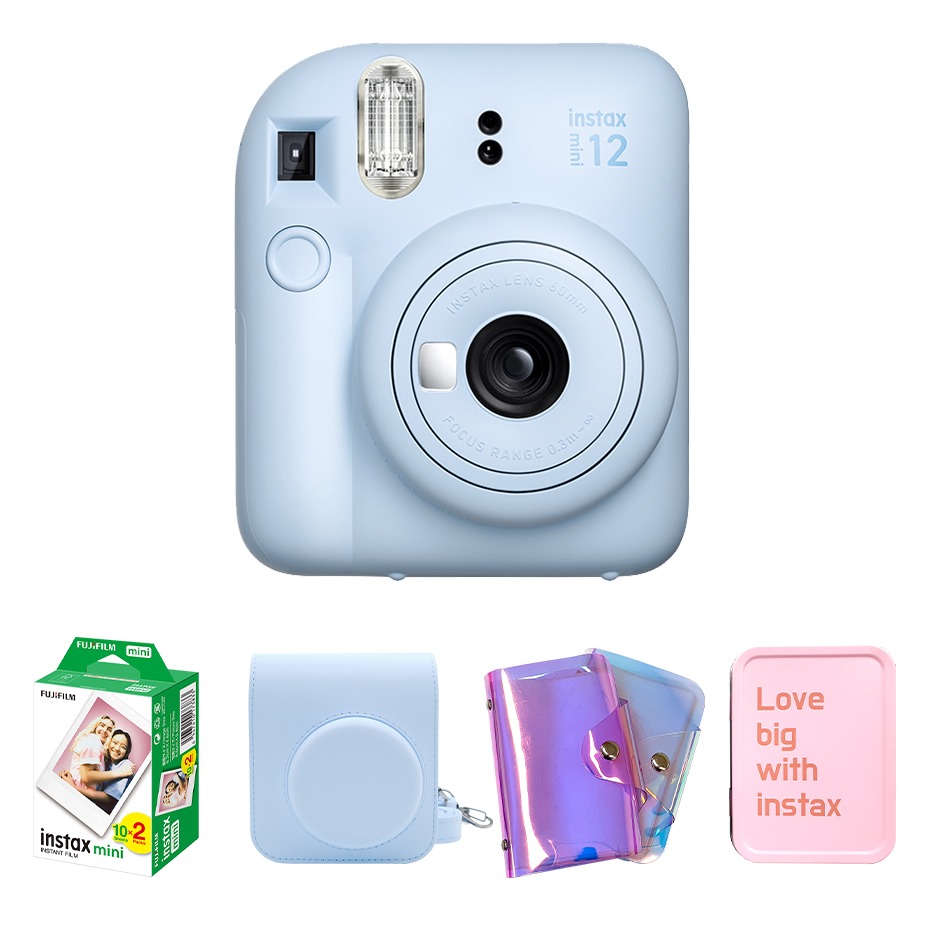 인스탁스 미니12 즉석카메라 파스텔블루 + 필름 20p + 전용가방 + 홀로그램 1단앨범 랜덤발송 + 틴케이스 랜덤발송 세트 278,500원