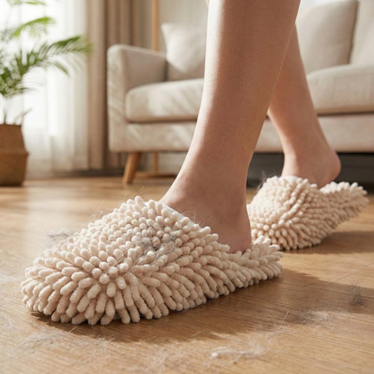 라워스 걸을수록 깨끗 무소음 청소 슬리퍼, 베이지, 1세트 16,000원