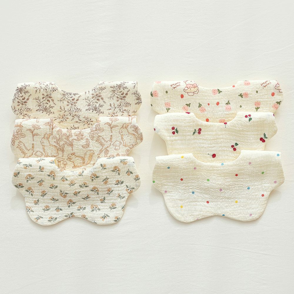 (6개/1set) 엘린베베 고급 여아 면 거즈 턱받이 유아 신생아 아기 침받이 17,900원