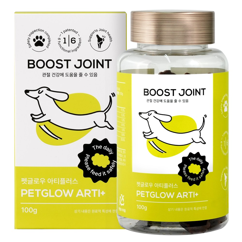 펫글로우 아티플러스 강아지 관절 영양제 슬개구 탈구 예방 고관절 근력 강화 콘드로이친 MSM 18,600원