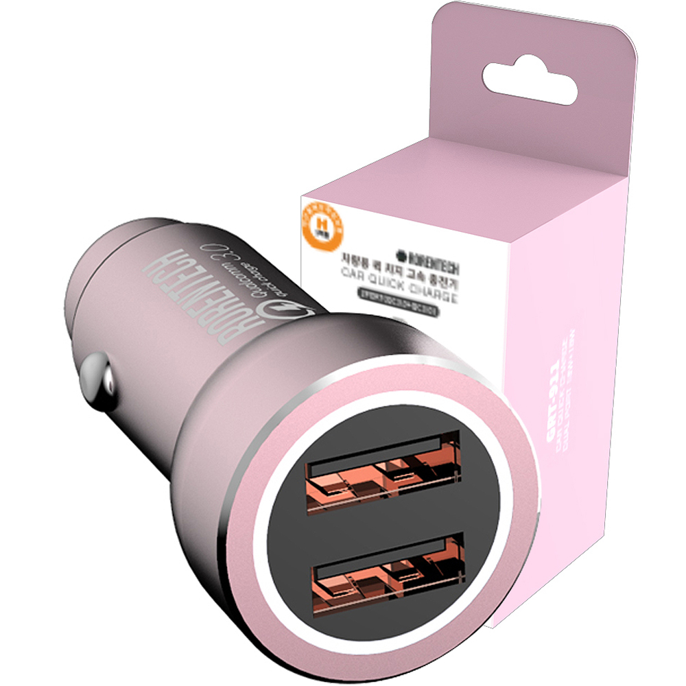 로랜텍 퀵차지 3.0 차량용 듀얼 고속 충전기, GRT-91, 로즈골드 6,900원