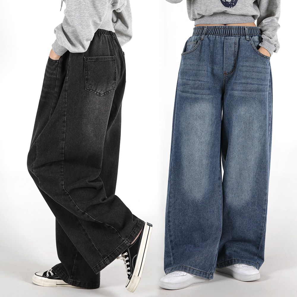 오버나인 여자 여성 숏 롱 기장 키큰녀 키작녀 벌룬 와이드 사이드 핀턱 밴딩 데님 청바지 DG-01 28,750원
