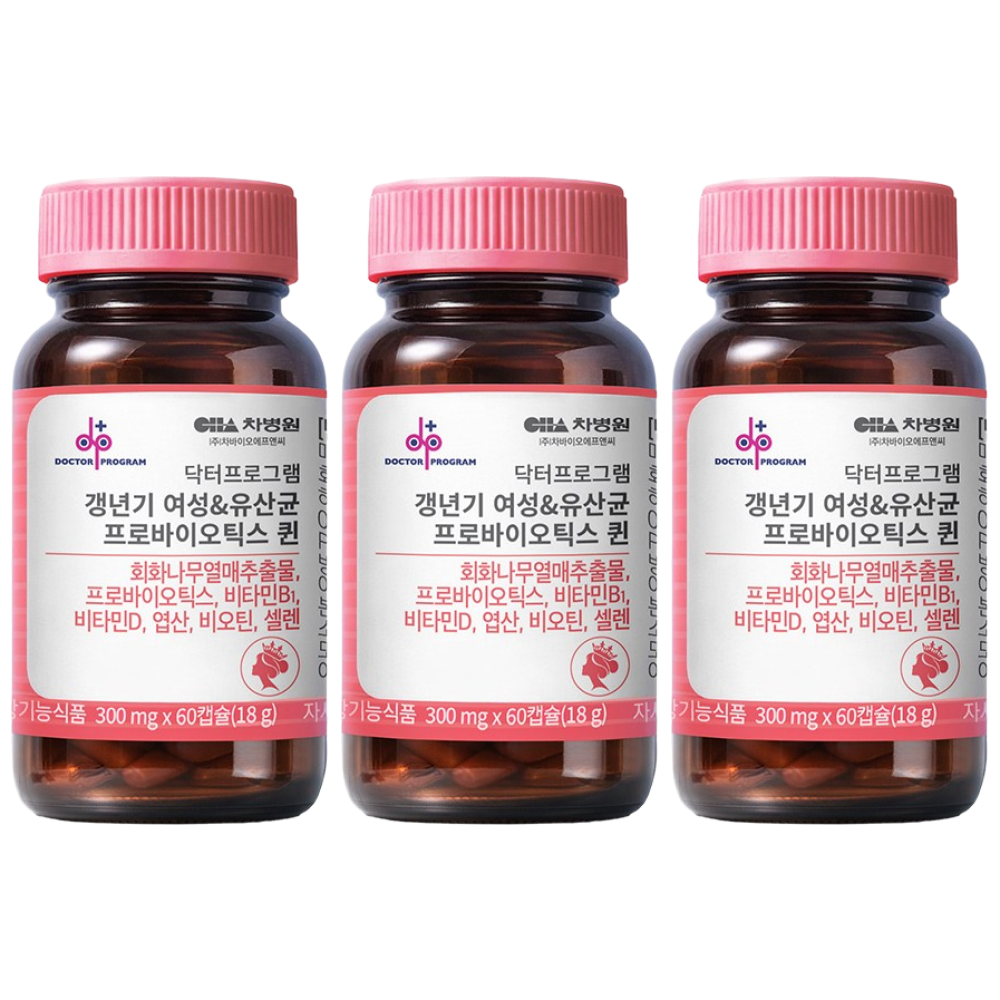 차바이오 닥터프로그램 갱년기 여성&유산균 프로바이오틱스 퀸 건강기능식품, 3개, 60정 54,900원