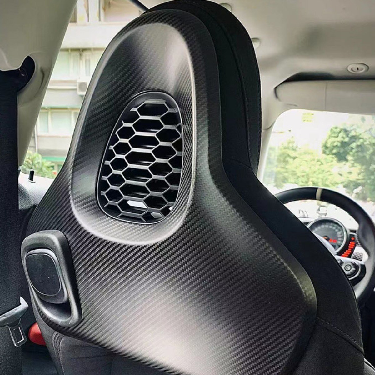 미니쿠퍼 JCW 카본 시트 리어 커버 체어백 커버, 1세트, 카본무광 880,000원