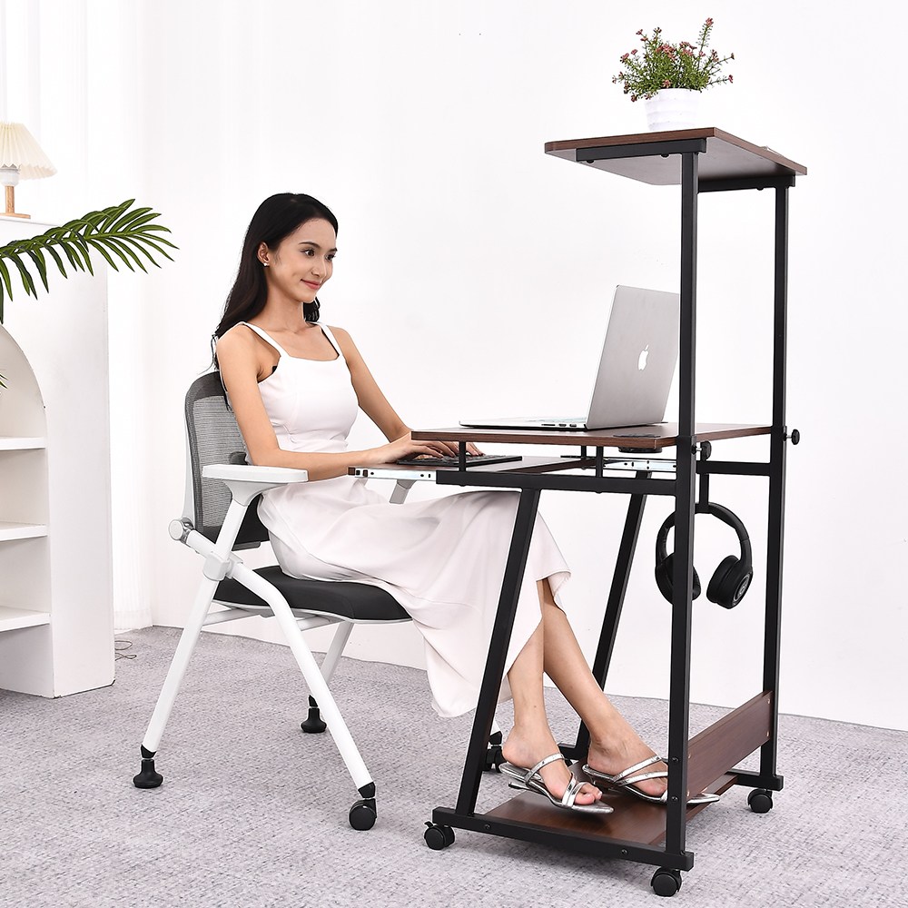 아우스 SH02 2단 선반형책상 노트북책상 컴퓨터책상 1인용 이동식책상 학생책상 미니책상 데스크탑책상 원룸책상 공간활용, 월넛 78,800원