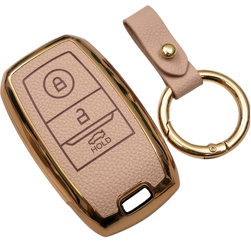 바이어블 기아 올뉴 모닝 레이 K3 호환 TPU 스마트키 가죽 TPU 케이스 키링 차 키홀더, 아이보리, 3버튼 TL30 17,900원