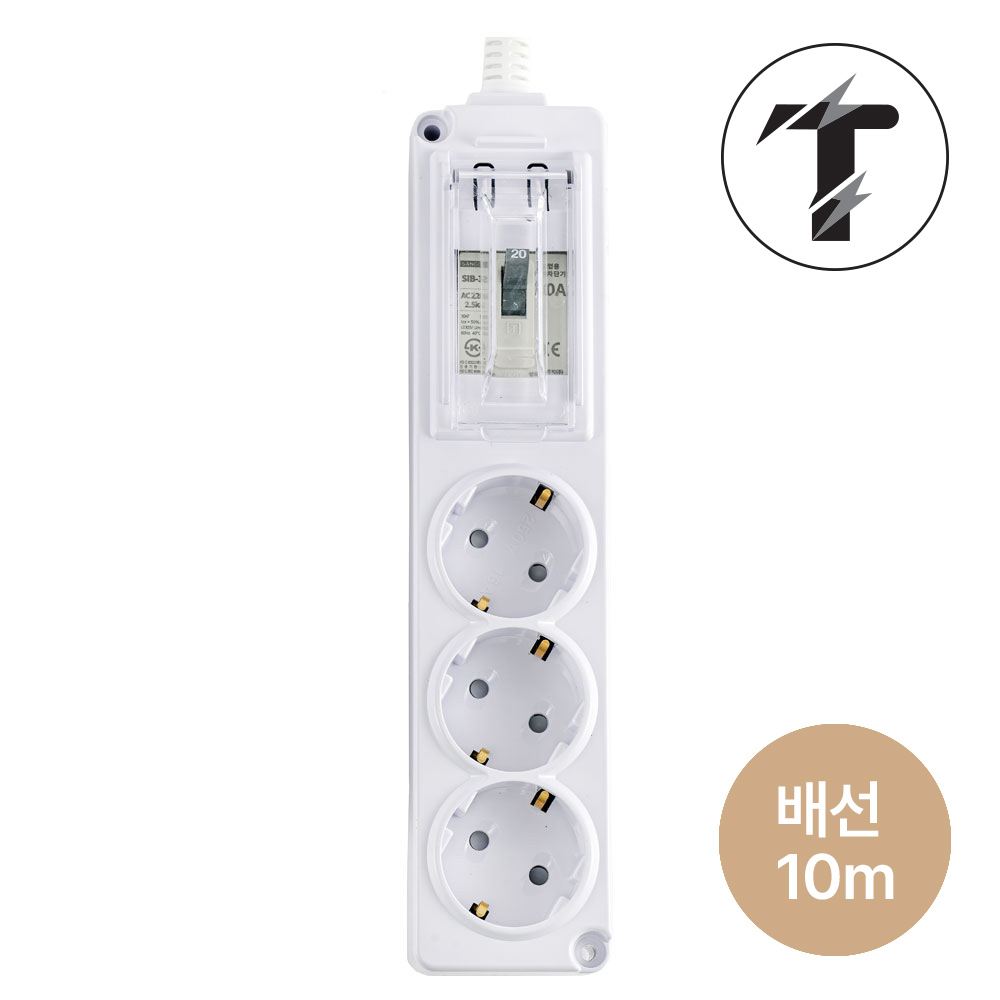 탭앤탭 고용량 멀티탭 4000W 에어컨 히터 건조기 세탁기 인덕션 대형가전 배선차단/누전차단 3구, 1개, 배선차단 화이트 3구, 10m 31,900원