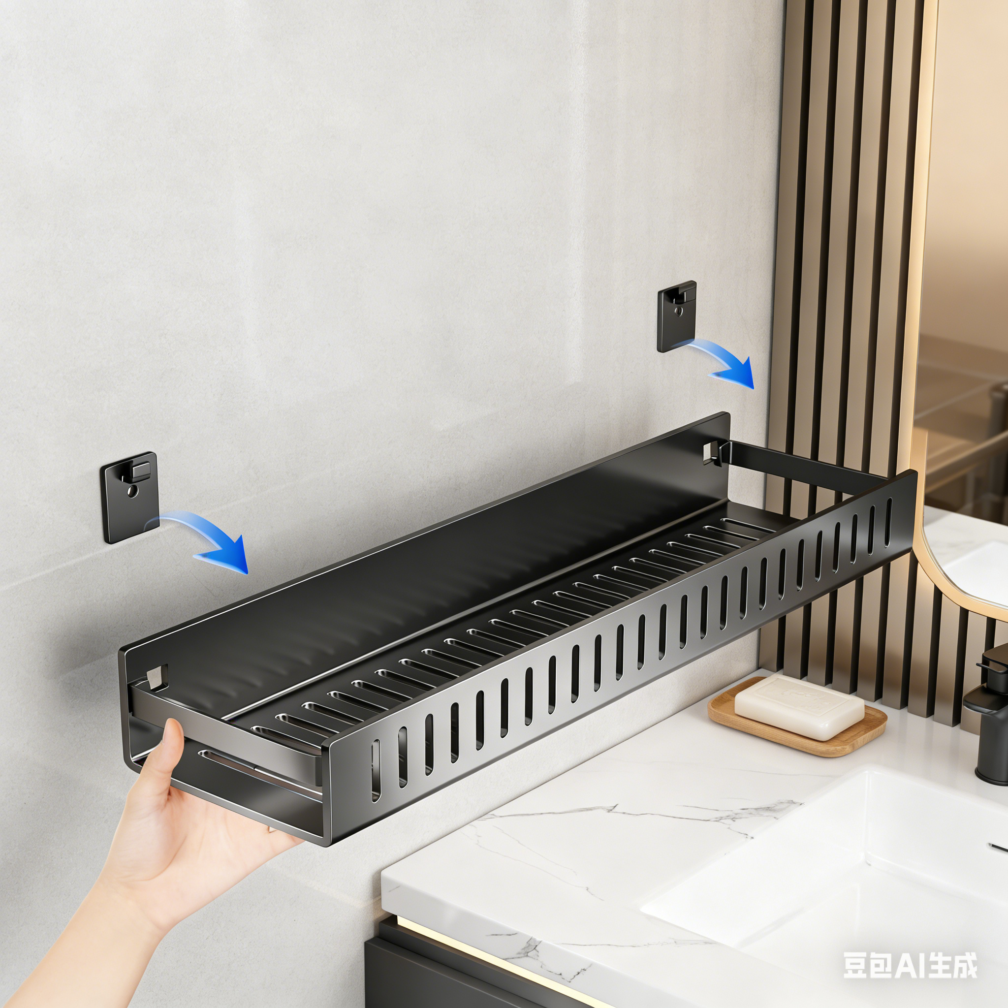 MEMEU 욕실 벽걸이 수납선반 무공 설치 방수 내구성 화장실 세면대 수납 13,000원