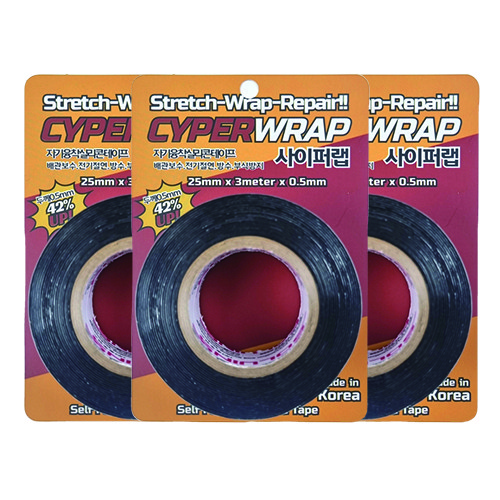 사이퍼랩 자기융착 실리콘테이프 25mm x 3m 검정, 3개 17,380원