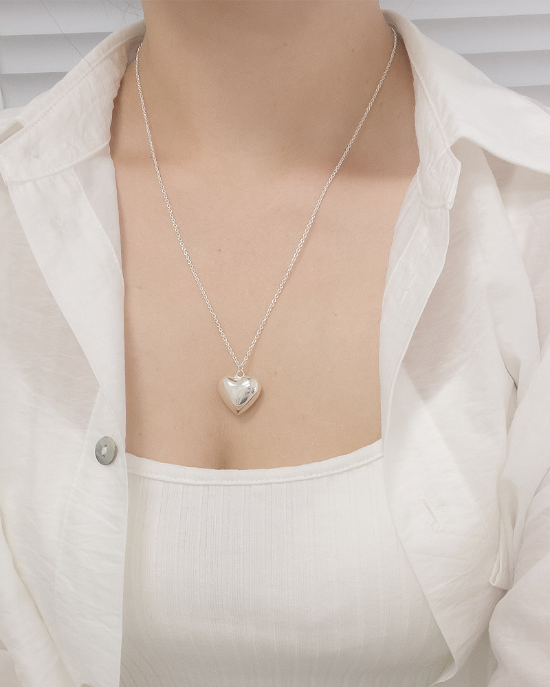 모두디자이너 실버925 듀이 빅 통통 하트 2.0 롱 목걸이 14 101,300원