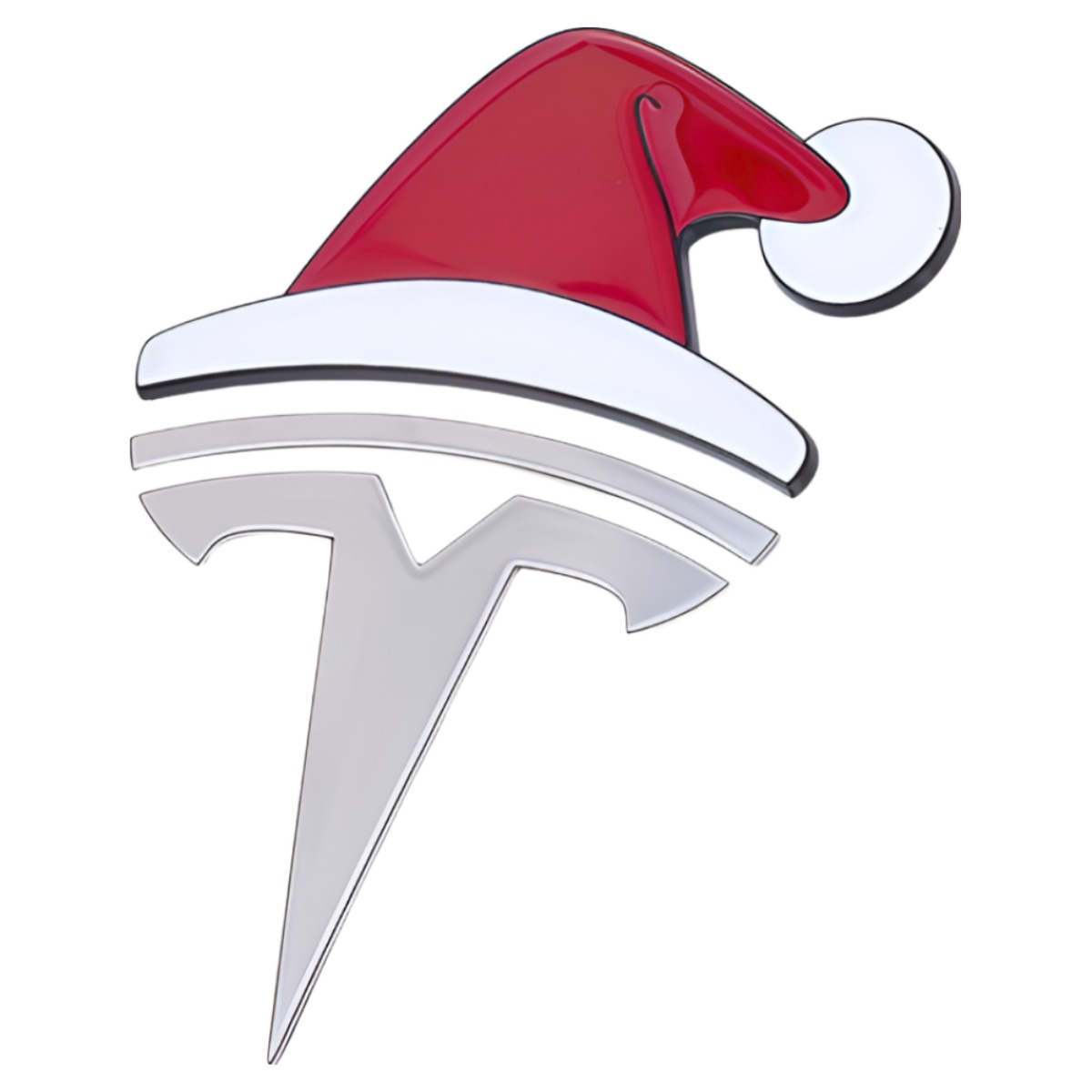 하루템 테슬라 크리스마스 산타 모자 엠블럼 스티커 금속 데코 차꾸미기 악세사리, 1개, 레드 7,400원