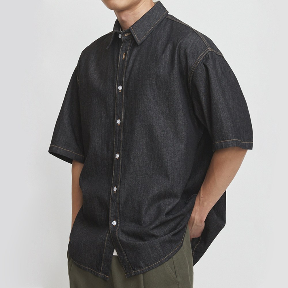 엔케이아울렛 여름 남녀공용 데일리 캐주얼 루즈핏 오버핏 데님 반팔 셔츠 9001 38,800원