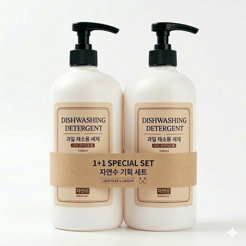 [1+1] 1종 친환경 주방세제 잔류세제 ZERO, 아기 젖병 과일 세척(2개입) 23,800원