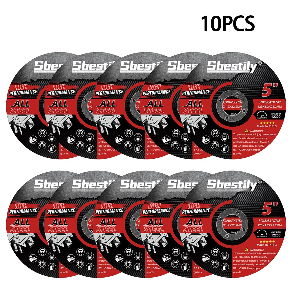 Sbestily 5인치 절단용 연삭판 10개입 금속 절단 톱날 철, 스테인리스강, 철근, 플라스틱용, 10개 11,780원