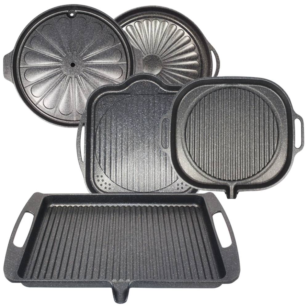 키친아트 전골구이팬 원형 사각 빅 로스트팬 고기불판 가정용 캠핑용 5종 모음, 사각 주물구이팬, 1개 19,800원