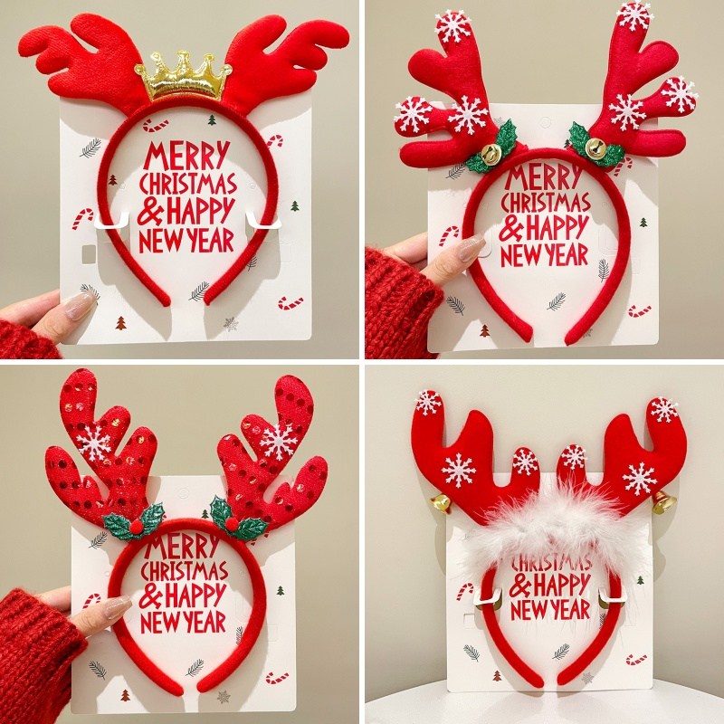 뷰티 크리스마스 사슴뿔 루돌프 파티 머리띠 4종 세트, 4 16,500원