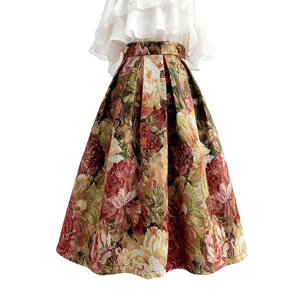 셀럽당 여성용 자가드 벌룬스커트 미디엄 주름스커트 A라인스커트 포켓 스커트 Y00392 20,390원