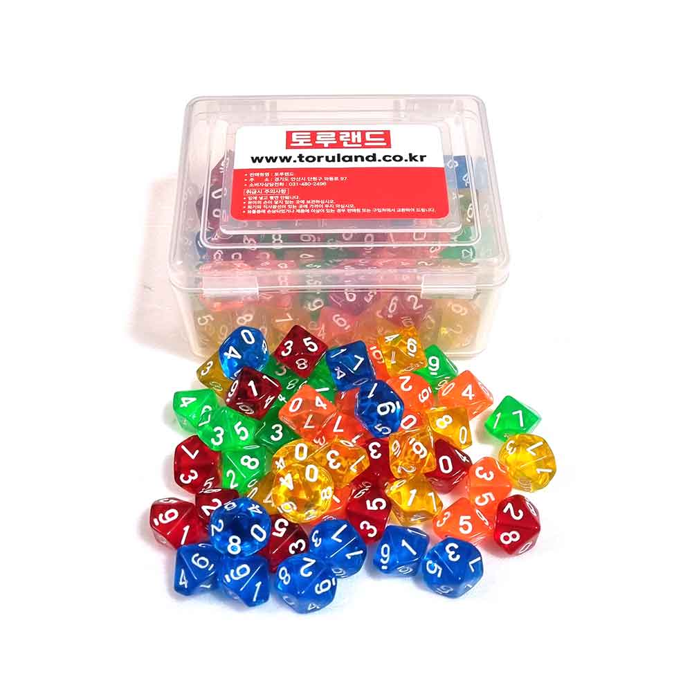 tr 다면체주사위 대용량 1번세트 - 50개입 10면체주사위 보드게임활용 숫자놀이 칼라주사위, 단품 23,000원