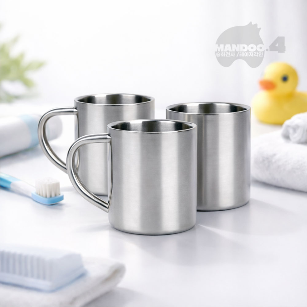 MANDOO4 220ml 스테인레스 어린이 양치컵 레이저 각인 소량 대량 주문 제작, 3개, 각인없음 21,900원