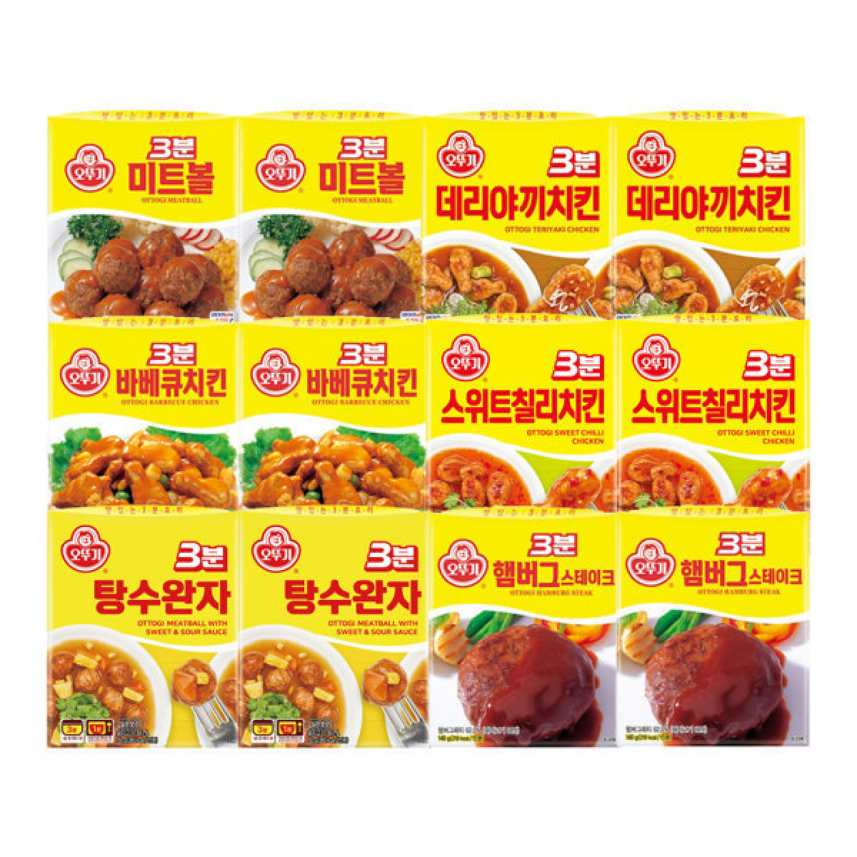 오뚜기 3분요리 각 미트볼+데리야끼치킨+바베큐치킨+스위트칠리치킨+탕수완자+햄버그스테이크 37,500원