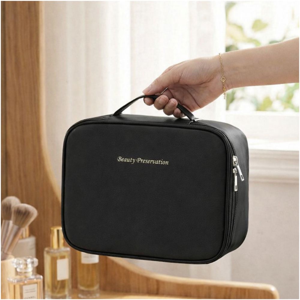 말랑버튼 메이크업 박스 화장품 뷰티 가방, 1개, 블랙 15,000원