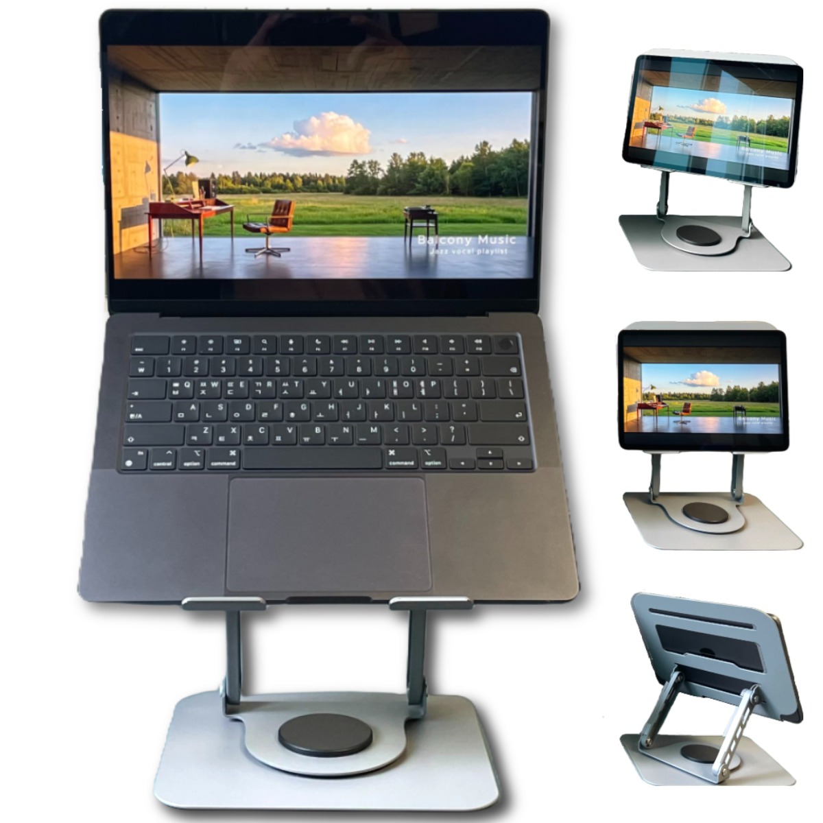 AL컴퍼니 360도 회전 각도 높이 조절 접이식 노트북 스탠드 거치대, 티타늄실버, 1개 30,900원