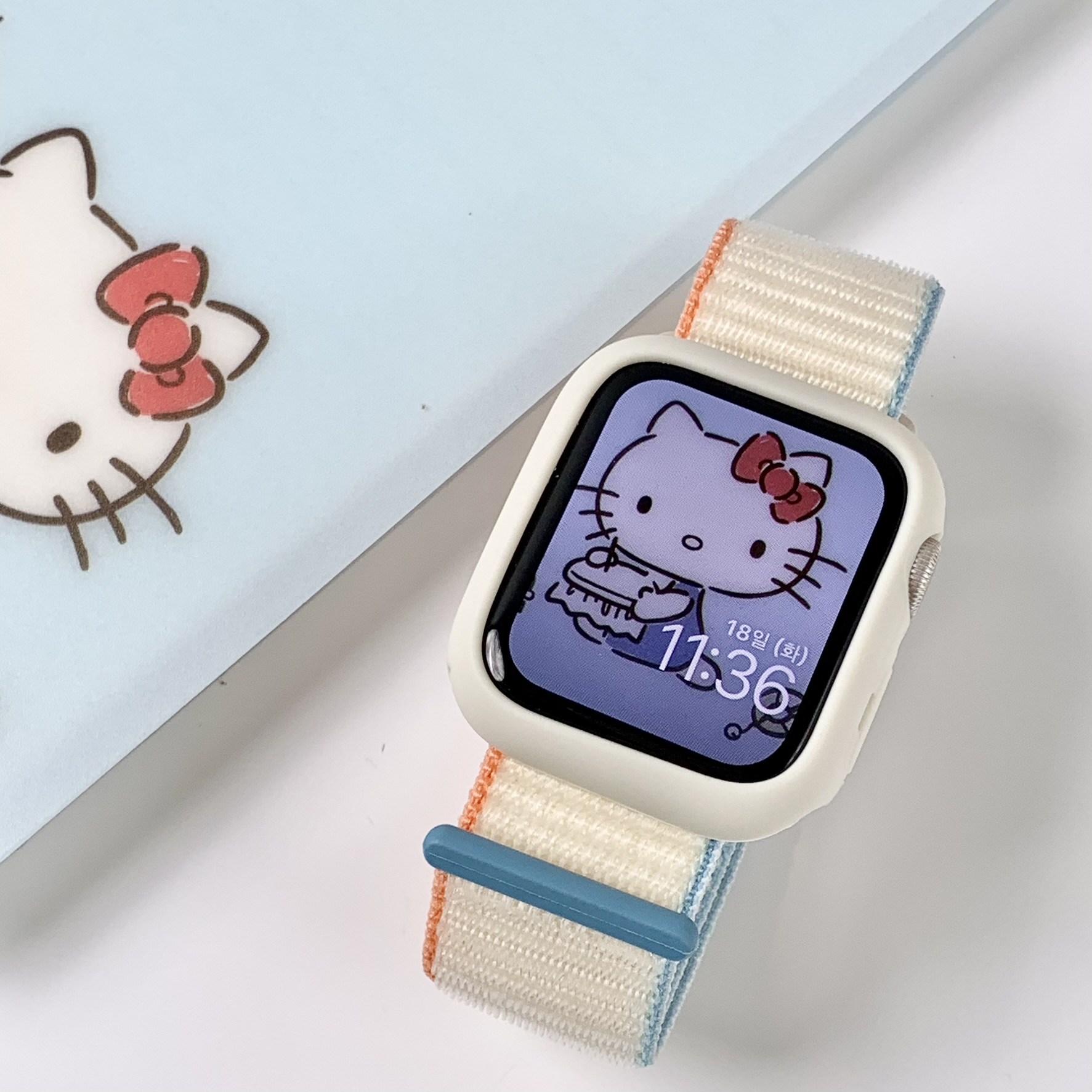 니니샵 애플워치 호환 스포츠 루프 스트랩 니트 나일론 밴드 시계줄 8 7 6 SE2 SE 5 4, 크림 8,300원