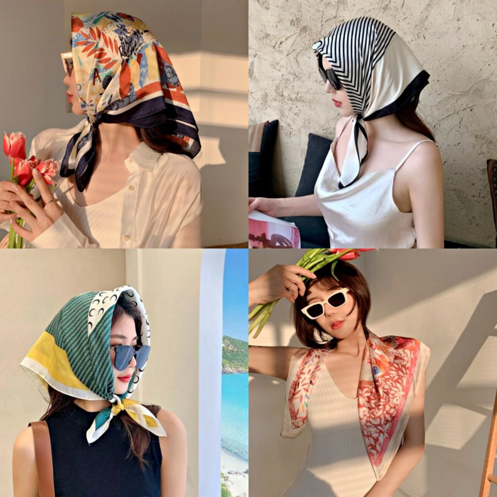 보리별 여성 패턴 스카프 실크 쉬폰 사각 최고급 패션 두건 머플러 7,530원