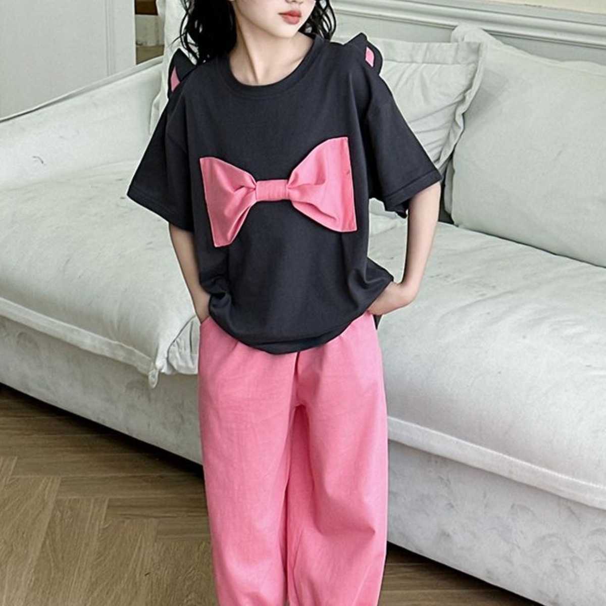 해피유통아동 귀여운 리본 캐주얼 편안한 홈웨어 세트 잠옷14세 이상 XG03 31,870원