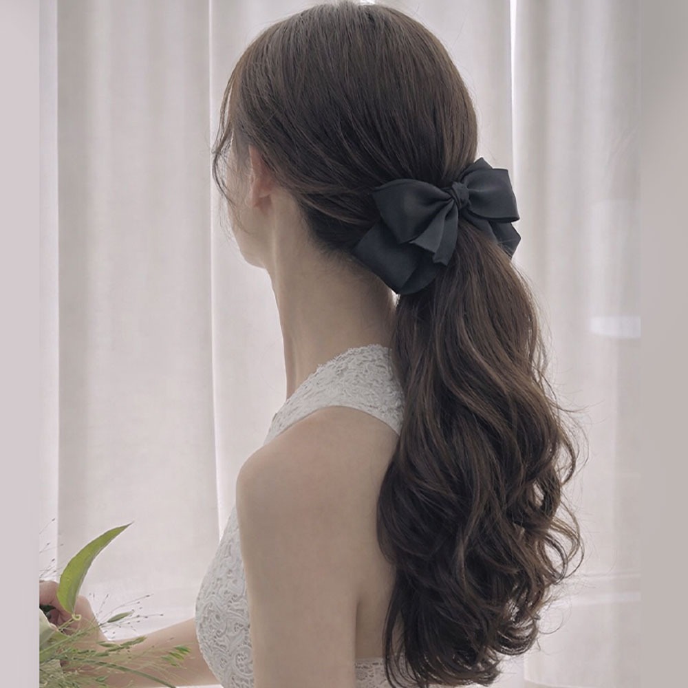 모람 자연스러운 웨이브 포니테일 집게 가발 대왕 리본핀 포함, 1개, 내추럴블랙 17,600원