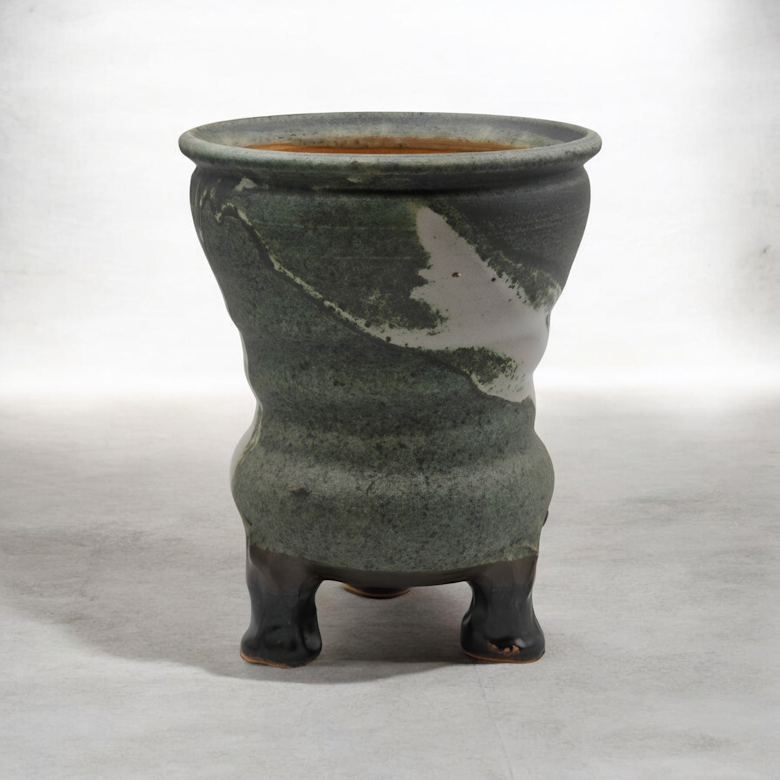 우암 수제화분 물레 원형 다리 롱분 2컬러 다육이 도자기 화분, 2번 카키 12,600원