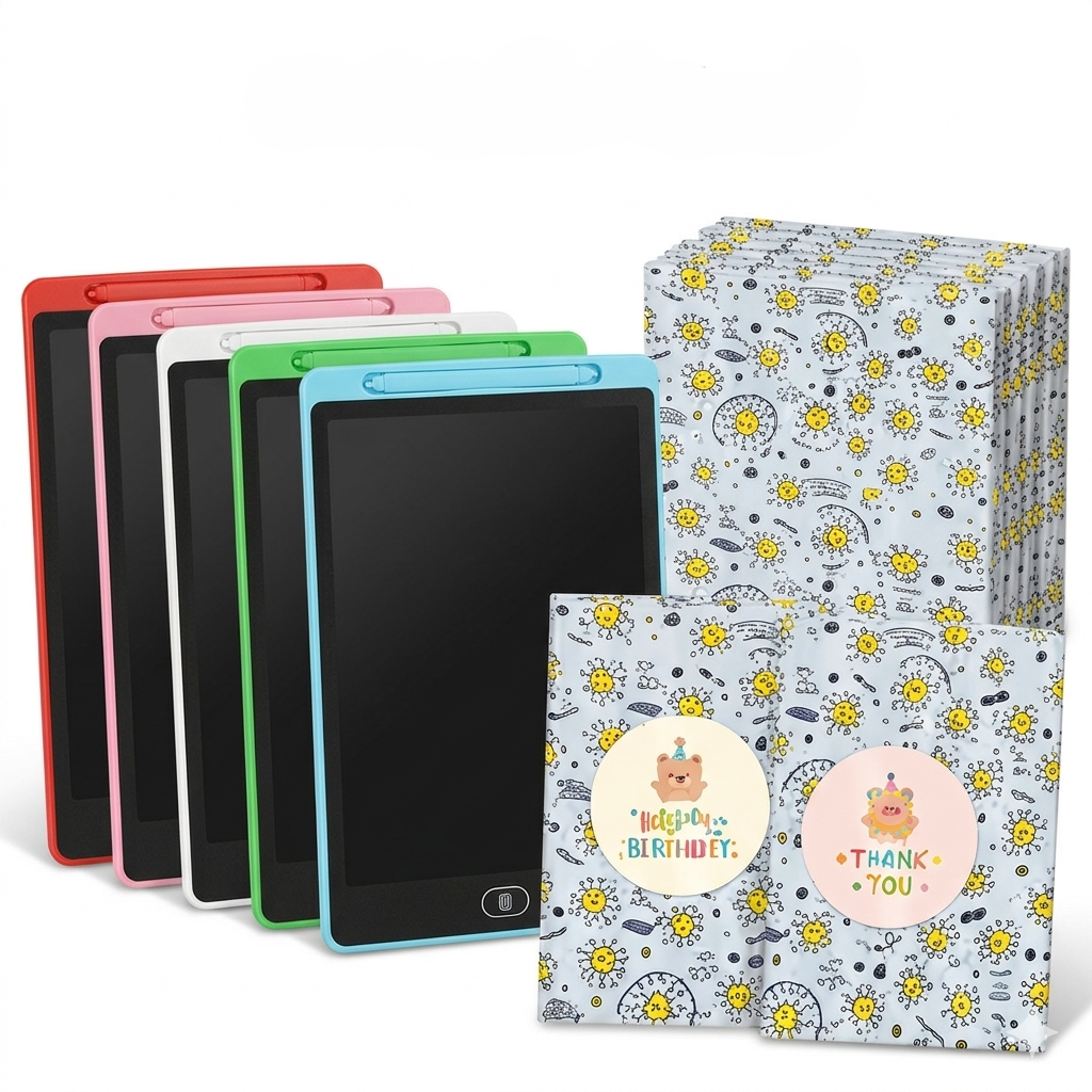 초코기프트 어린이집 포장 생일선물 유치원 답례품 완포장 구디백 LCD 드로잉패드 + 축하 스티커, 혼합색상 5P, 세트, 5개 20,200원
