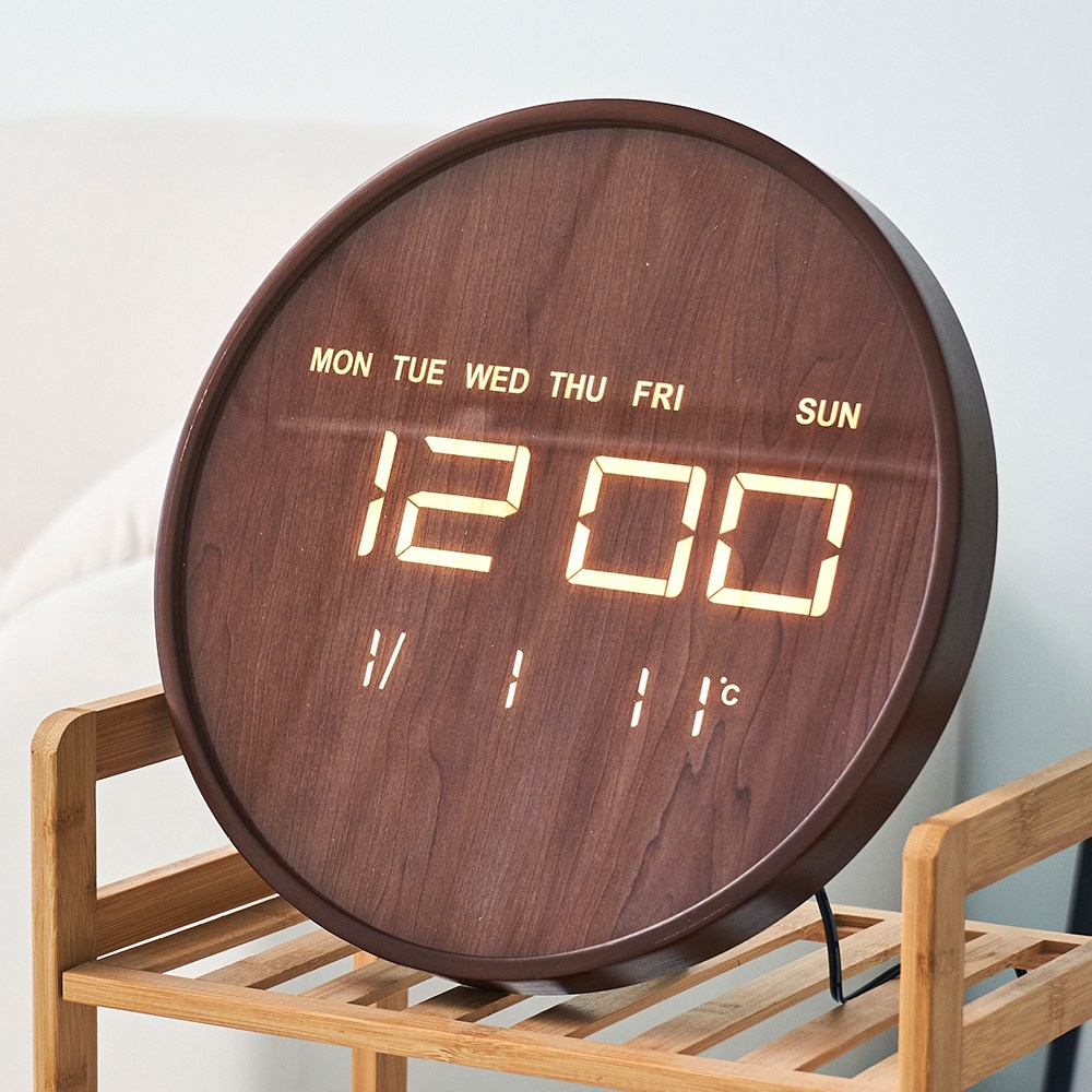 홈바내쓰 우드 LED 벽시계 인테리어 탁상시계, 브라운 59,900원