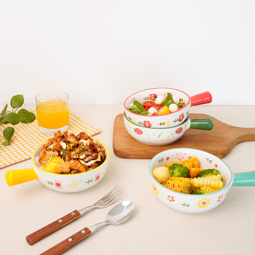 인블룸 스프링 세라믹 손잡이 그릇 뚜껑 4종 세트, 레드, 옐로우, 민트, 그린, 1세트 27,480원