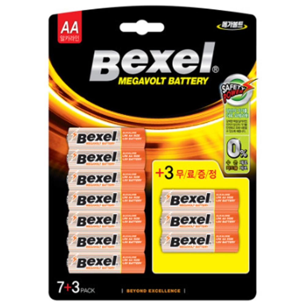 벡셀 메가볼트(알카라인)고용량 AA 7+3개입(10개입) 49,900원