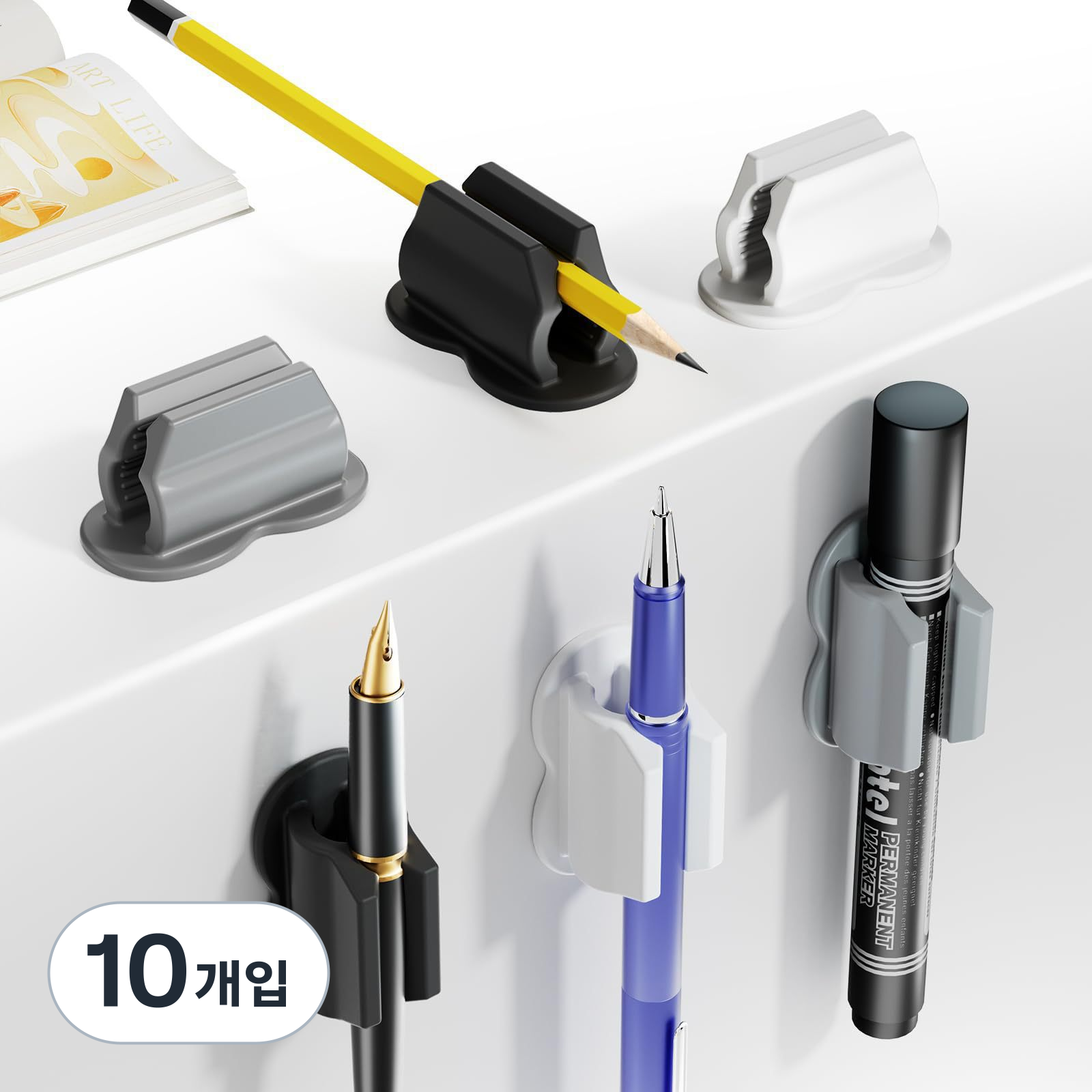 오유핏 다용도 부착식 실리콘 펜홀더, 10개입, 그레이 17,900원