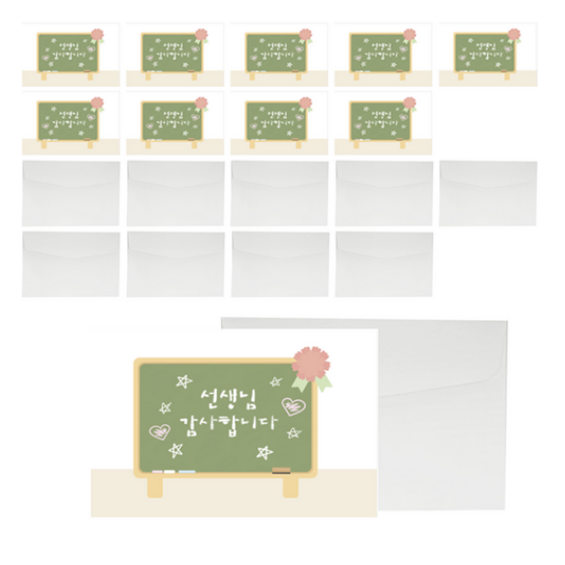 도나앤데코 스승의날 엽서 선생님 감사합니다 엽서 10p + 카드봉투 10p + 투명스티커 10p 세트 97,900원