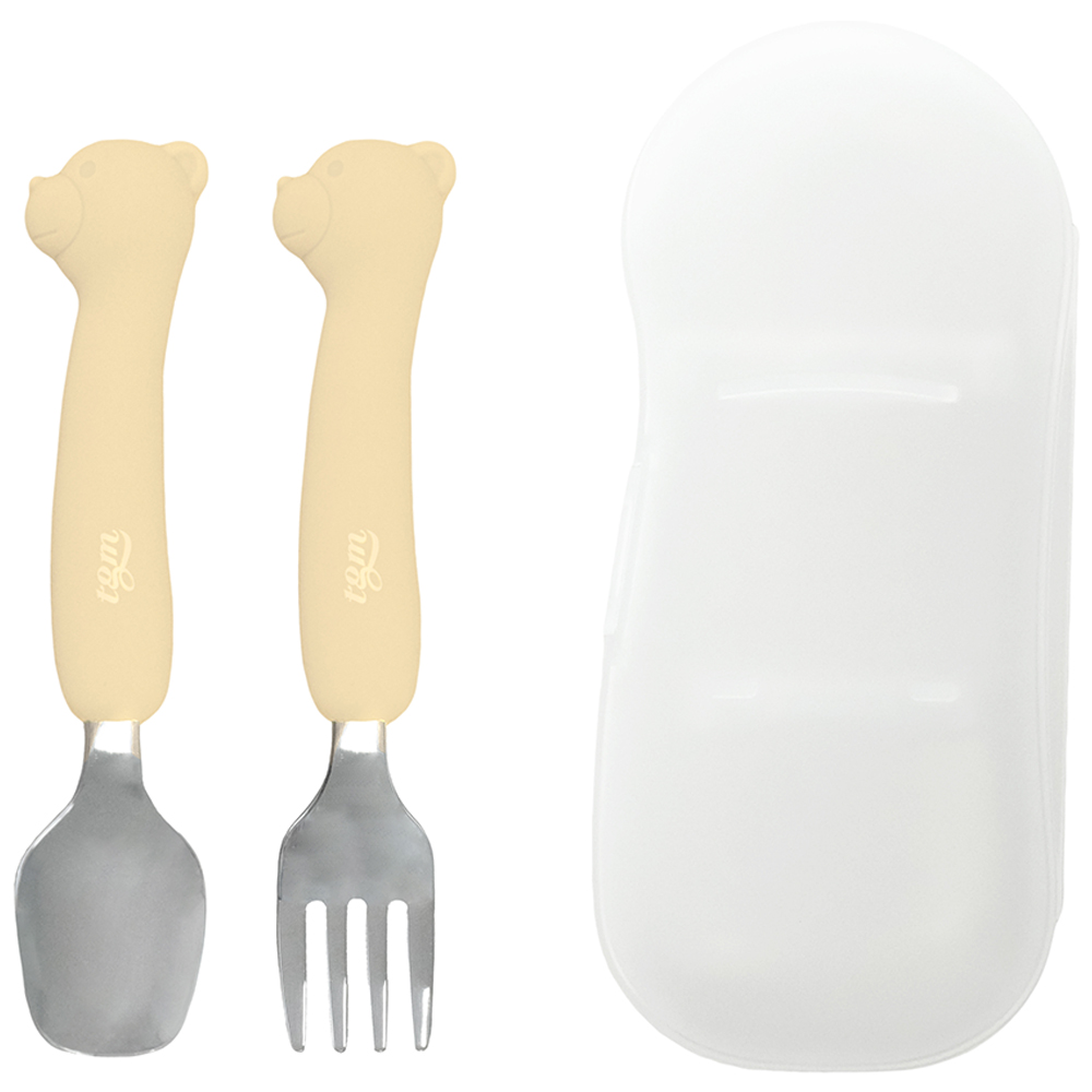 티지엠 실리콘 스테인리스 스푼포크 세트 곰돌이, 베이지, 스푼 + 포크 + 케이스, 1세트 9,840원