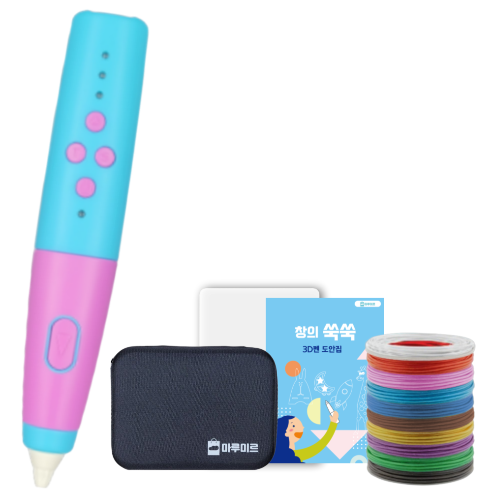 마루미르 프리투 3D펜 무선 저온 동작 PCL필라멘트 사용, B패키지(A패키지+5m10종필라멘트) 48,740원