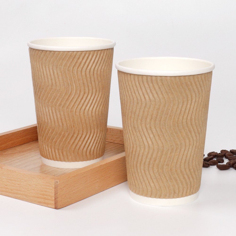 13온스 390ml 크라프트 웨이브 리플컵 소량 3중 한결 종이컵 카페 베이커리 8,400원