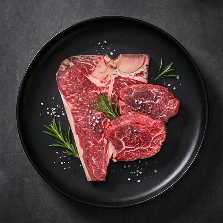 [에이징크래프트] 한우 드라이에이징 숙성 티본/안심 600g 스테이크 세트 (티본 400g + 안심 200g), 1개, 600g 109,900원