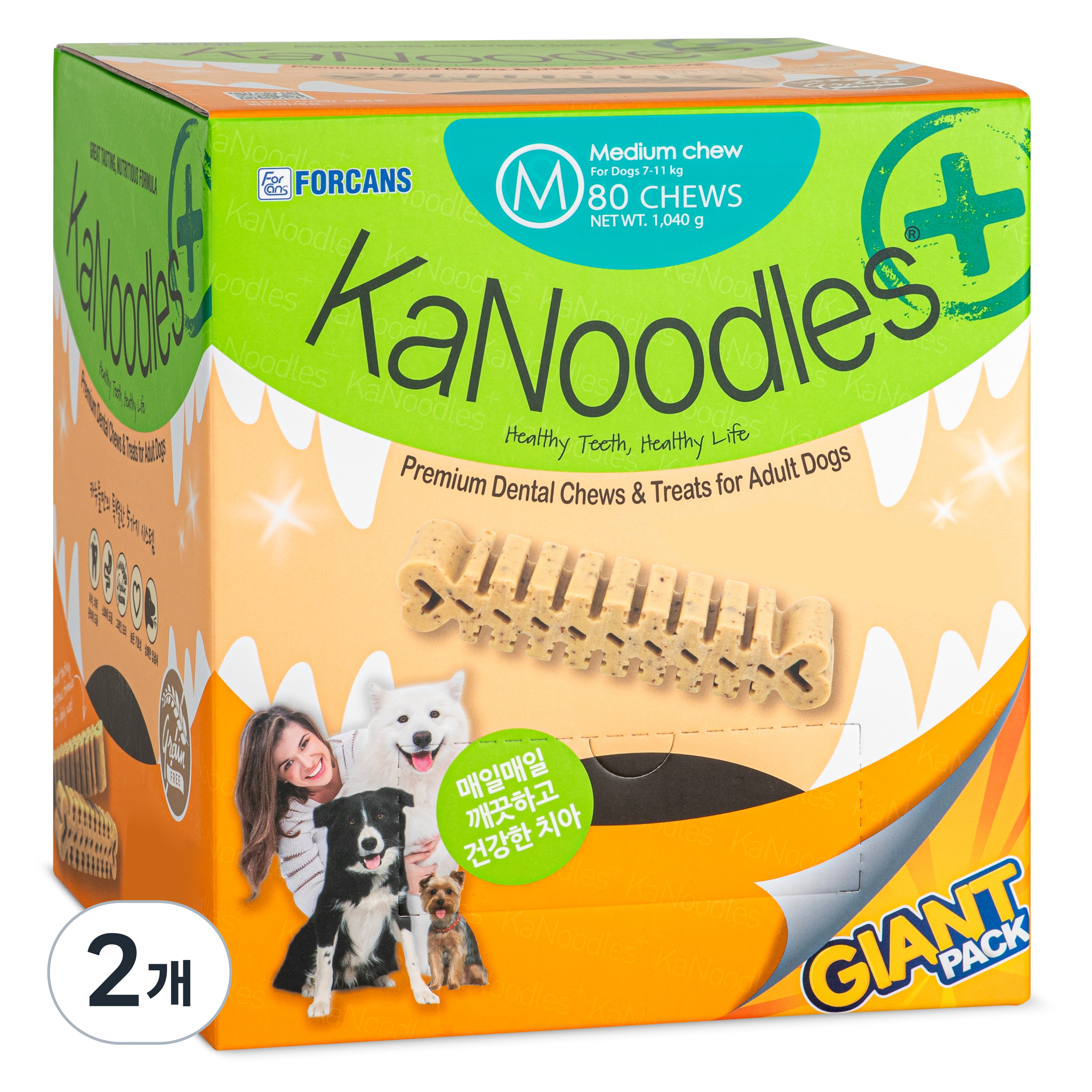 포켄스 강아지 카누들 플러스 필로팩 대용량 덴탈껌 M 80p 104,400원