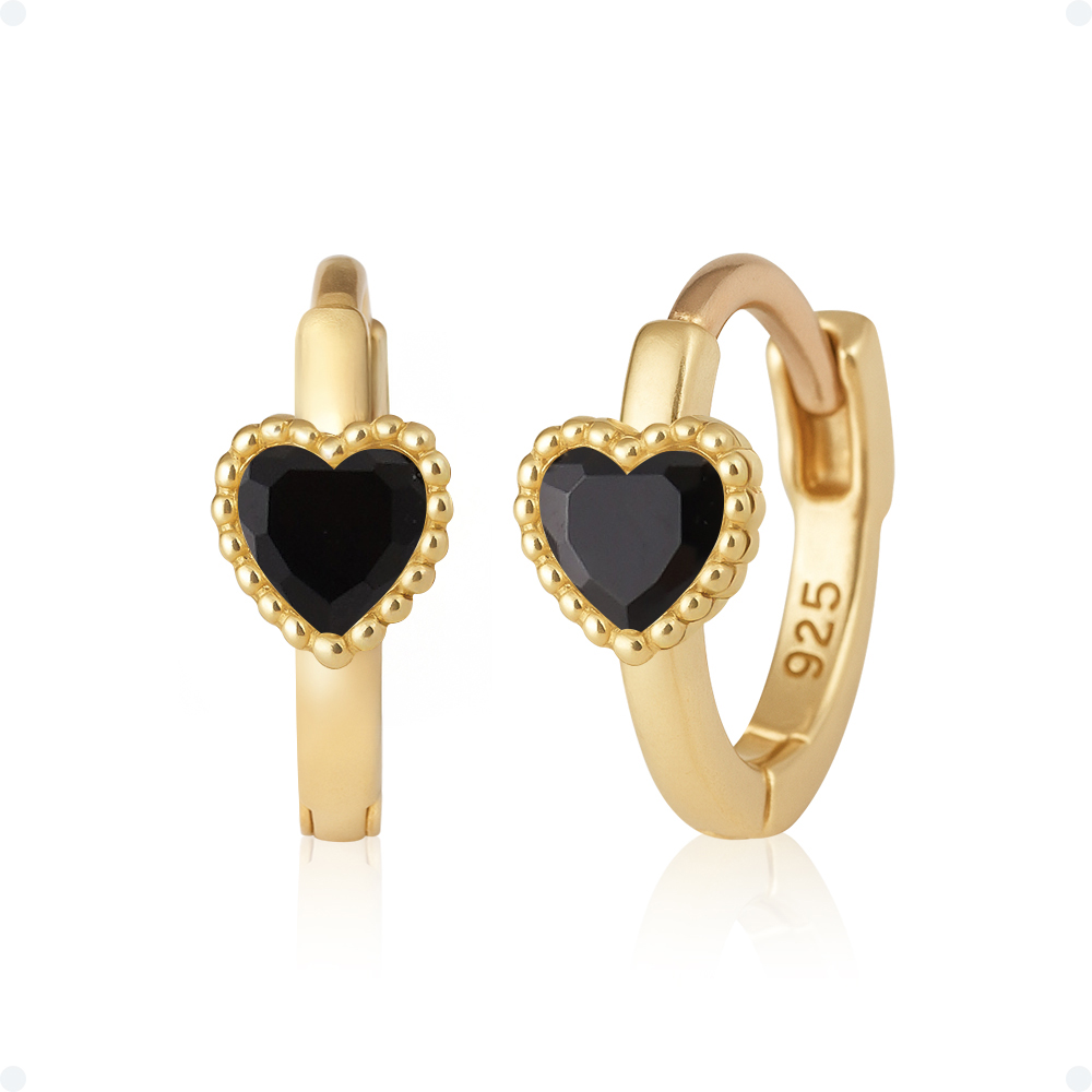 쥬넬 14KGF 러블리 미니 큐빅 하트 베젤 원터치 링 귀걸이(3 color) 52,110원